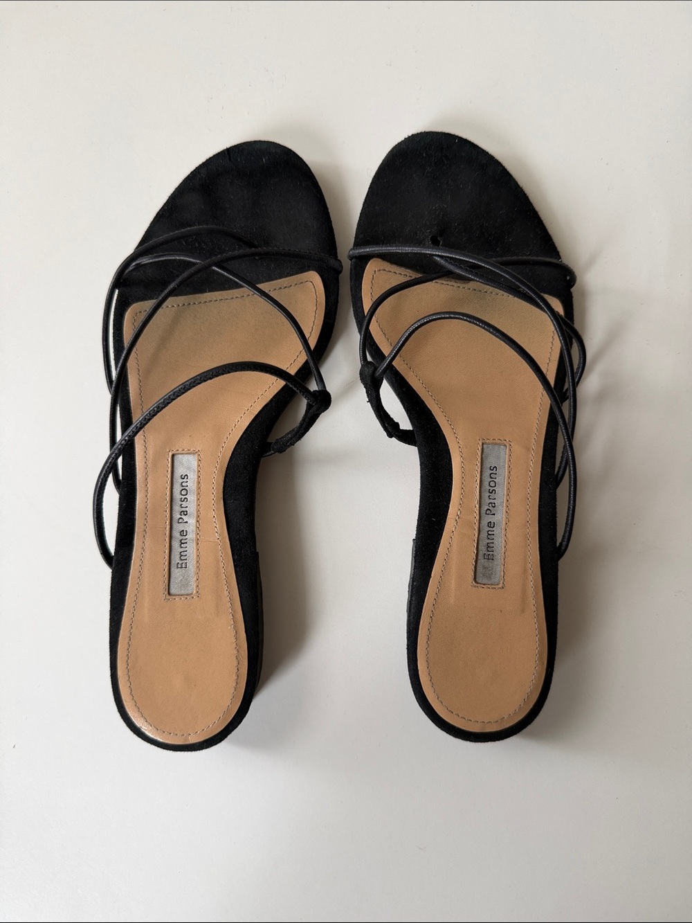 Emme Parsons Black Strappy Slide Sandals